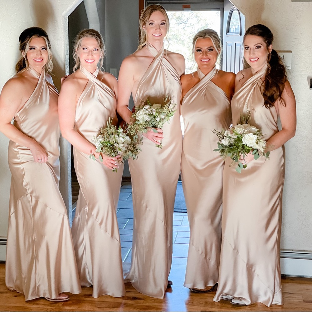 Champagne Luxe Satin Show Me Your Mumu Bridesmaids Dress - Picture 6 of 6